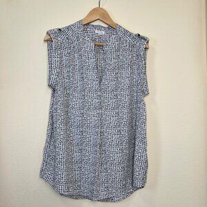 ANTILA FEMME Sleeveless Navy & White Printed Tunic Blouse Lightweight Large